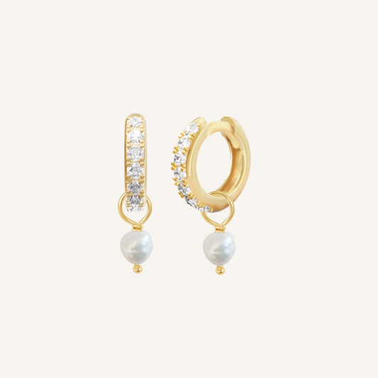 Pearl Crystal Hoops - Stone of Potential