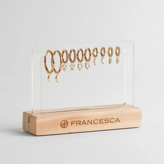 The    Franc Wooden Earring Stand by  Francesca Jewellery from the Accessories Collection.