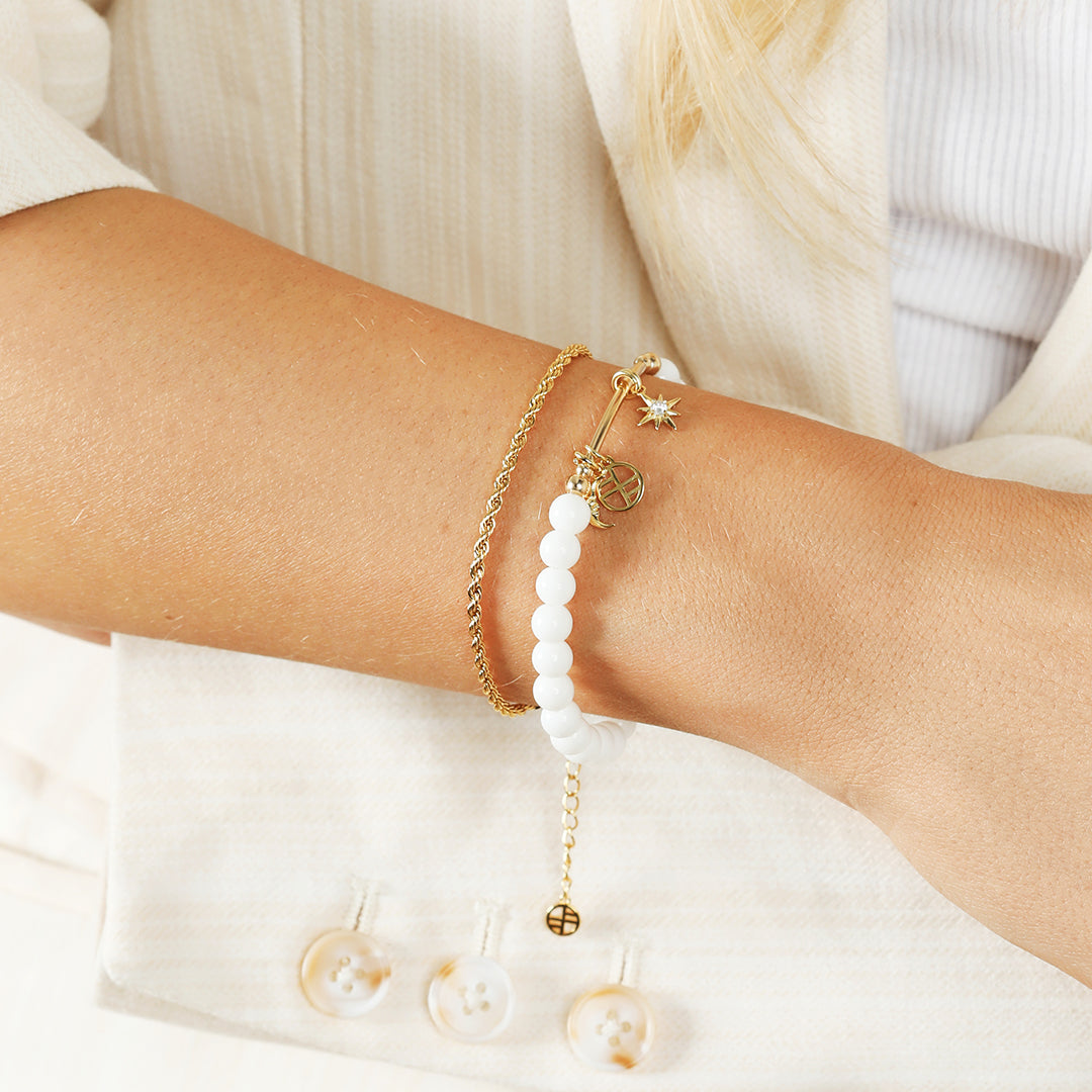 White Agate Charm Bracelet - Stone of Resilience