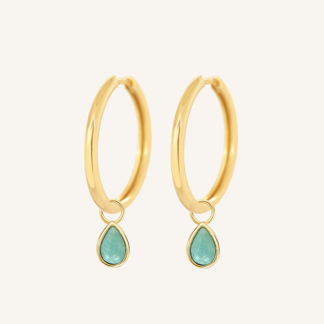 Amazonite Trove Charm Hoops