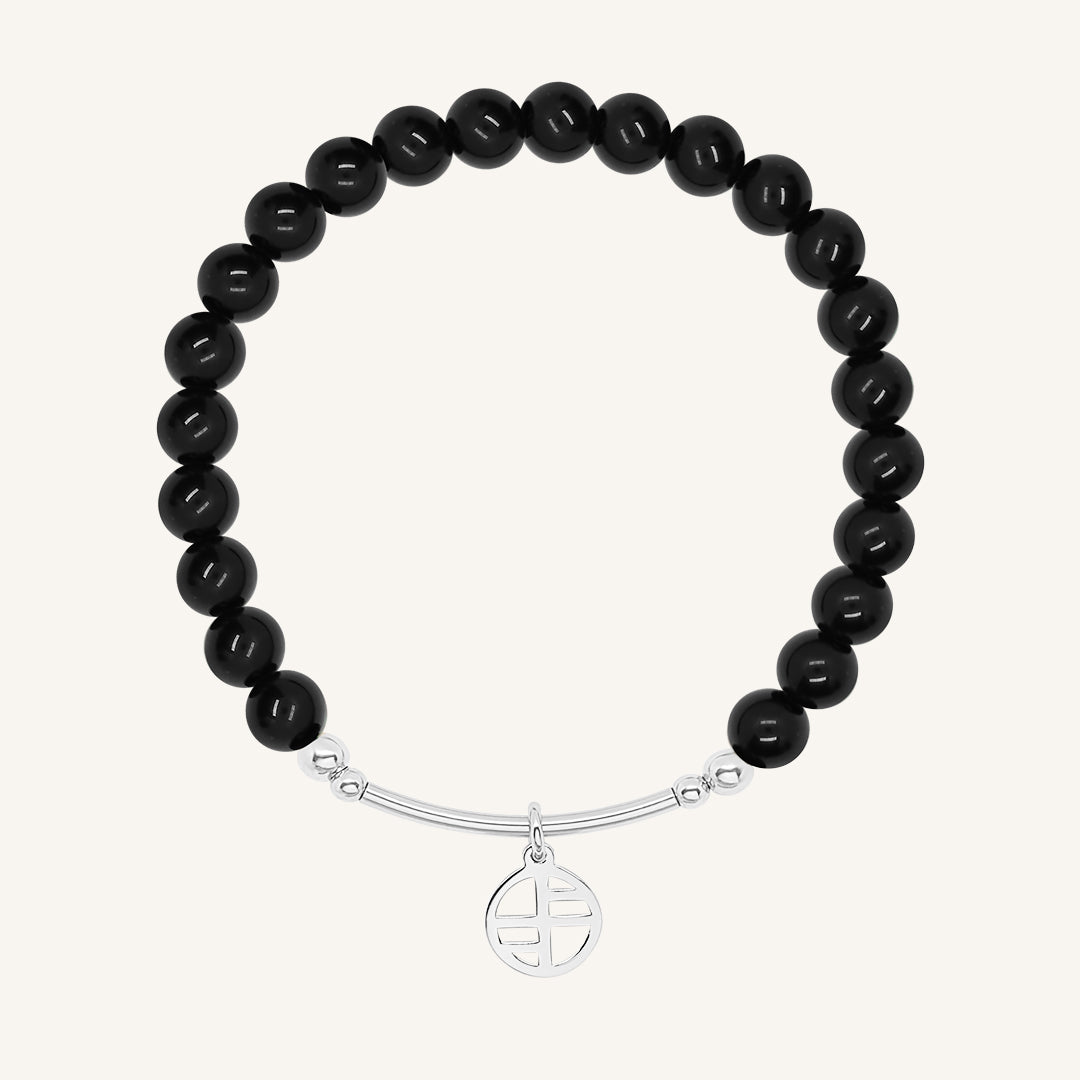 Black Agate Charm Bracelet - Stone of Strength