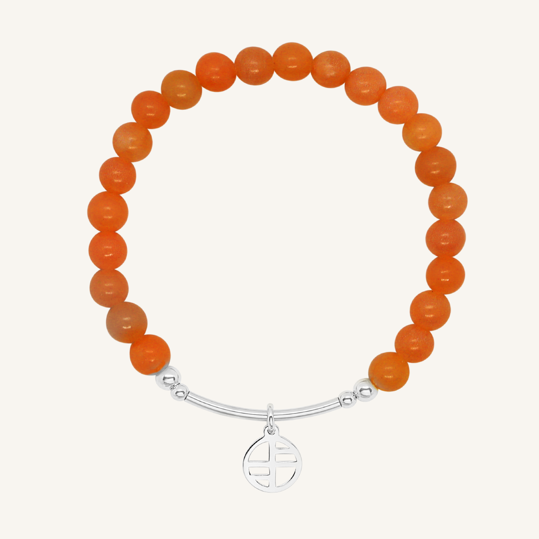 Orange Jade Charm Bracelet - Stone of Alignment