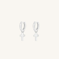 The  SILVER-Billie  Cross Plain Hoops by  Francesca Jewellery from the Earrings Collection.