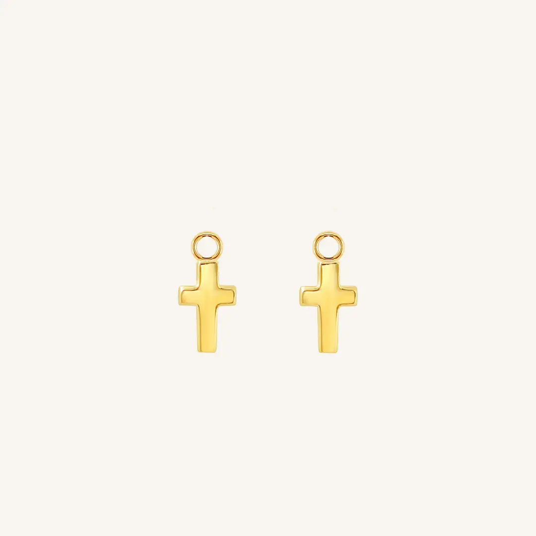 The  GOLD  Cross Hoop Charm Set of 2 by  Francesca Jewellery from the Earrings Collection.