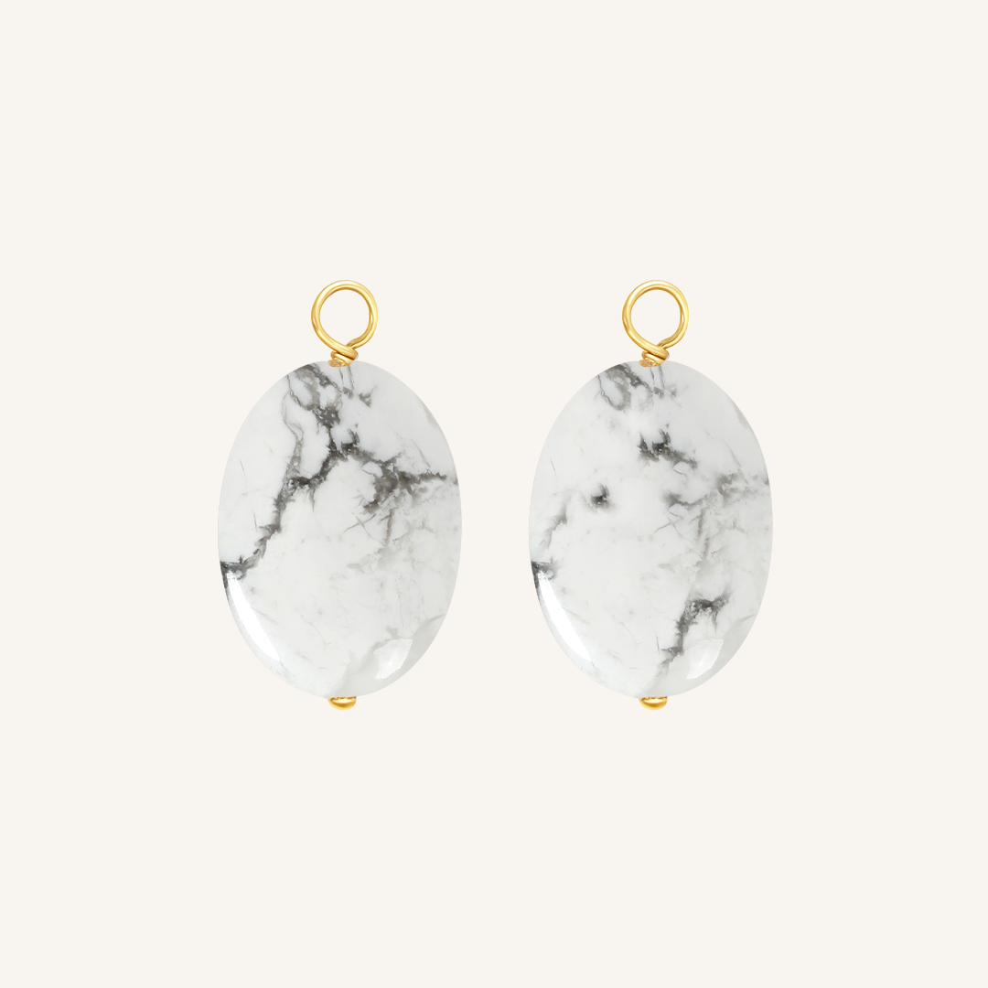 Howlite Stone Hoop Charm - Stone of Clarity (Set of 2)