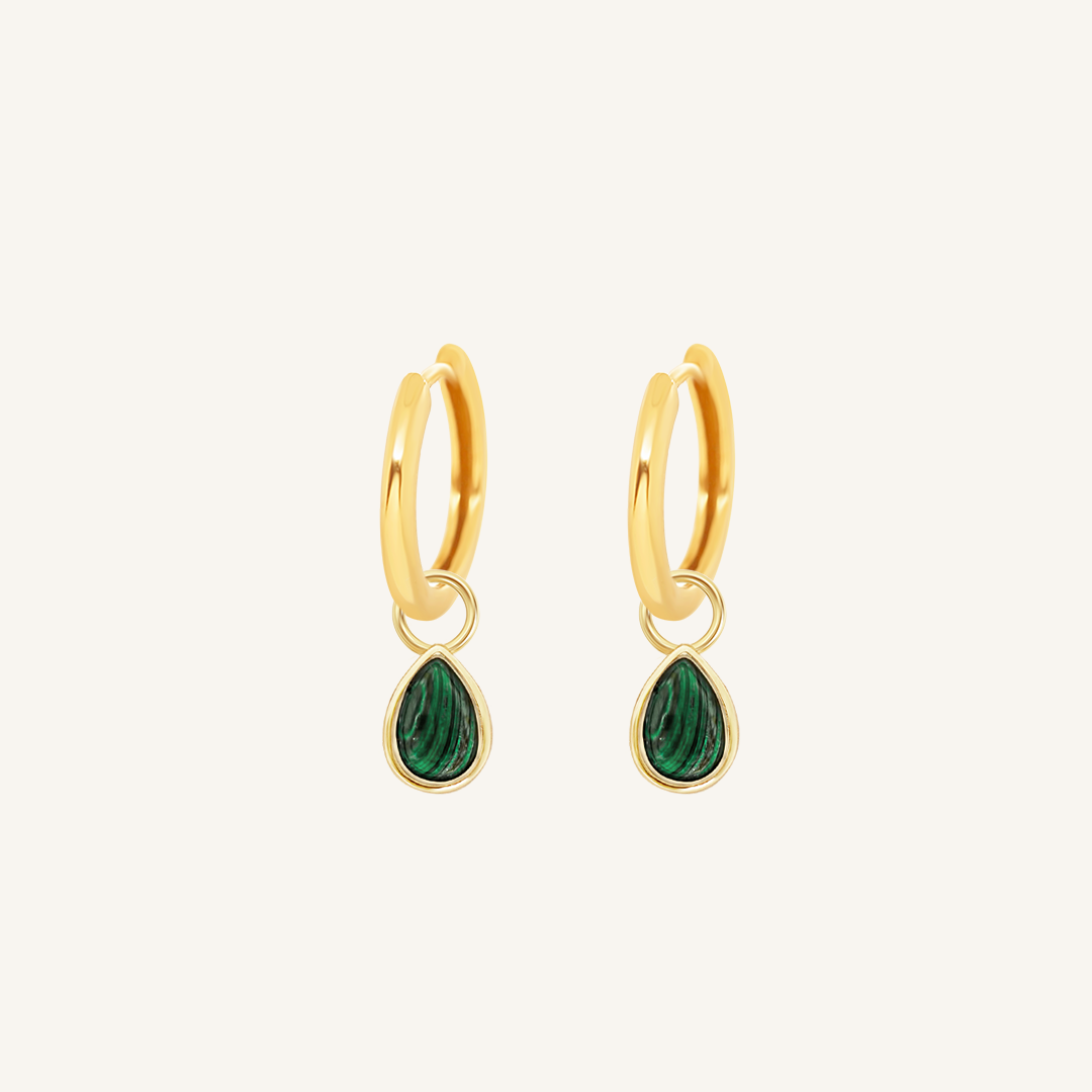 Malachite Trove Charm Hoops