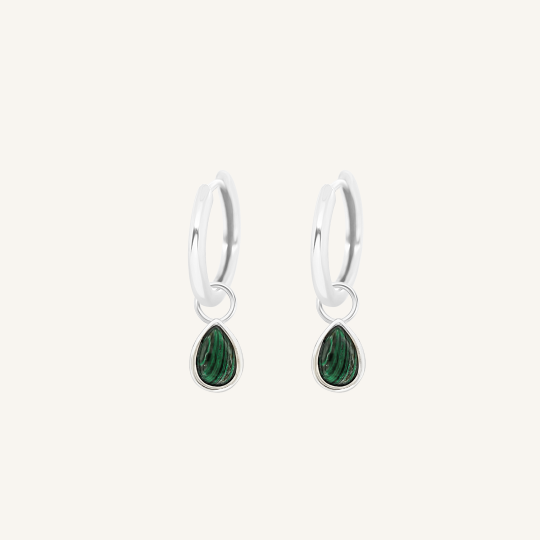 Malachite Trove Charm Hoops