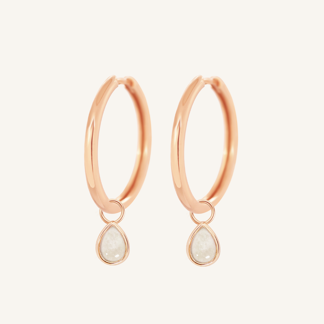 Moonstone Trove Charm Hoops