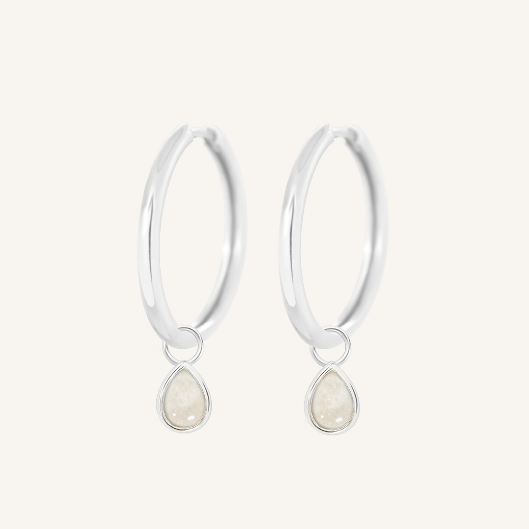 Moonstone Trove Charm Hoops