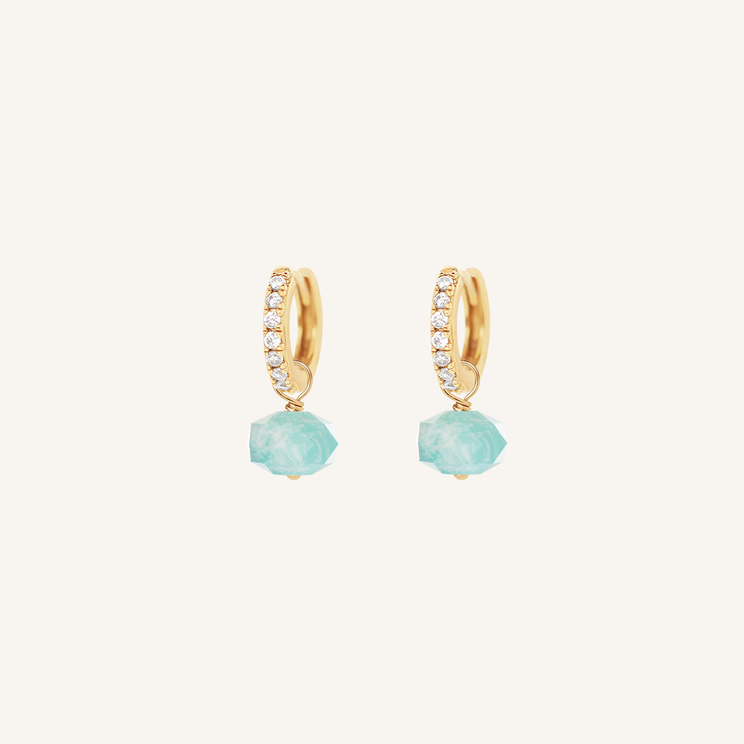 Opulent Amazonite Crystal Hoops - Stone of Courage