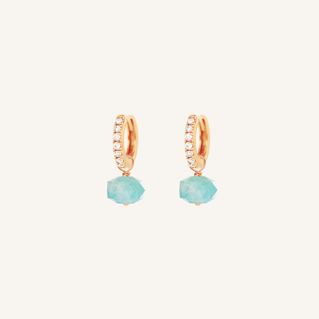 Opulent Amazonite Crystal Hoops - Stone of Courage