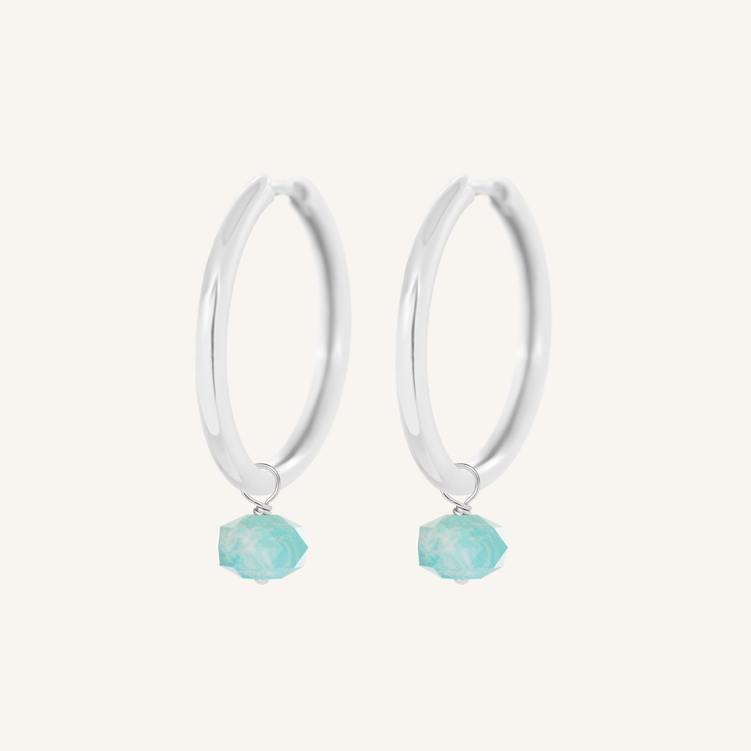 Opulent Amazonite Plain Hoops - Stone of Courage