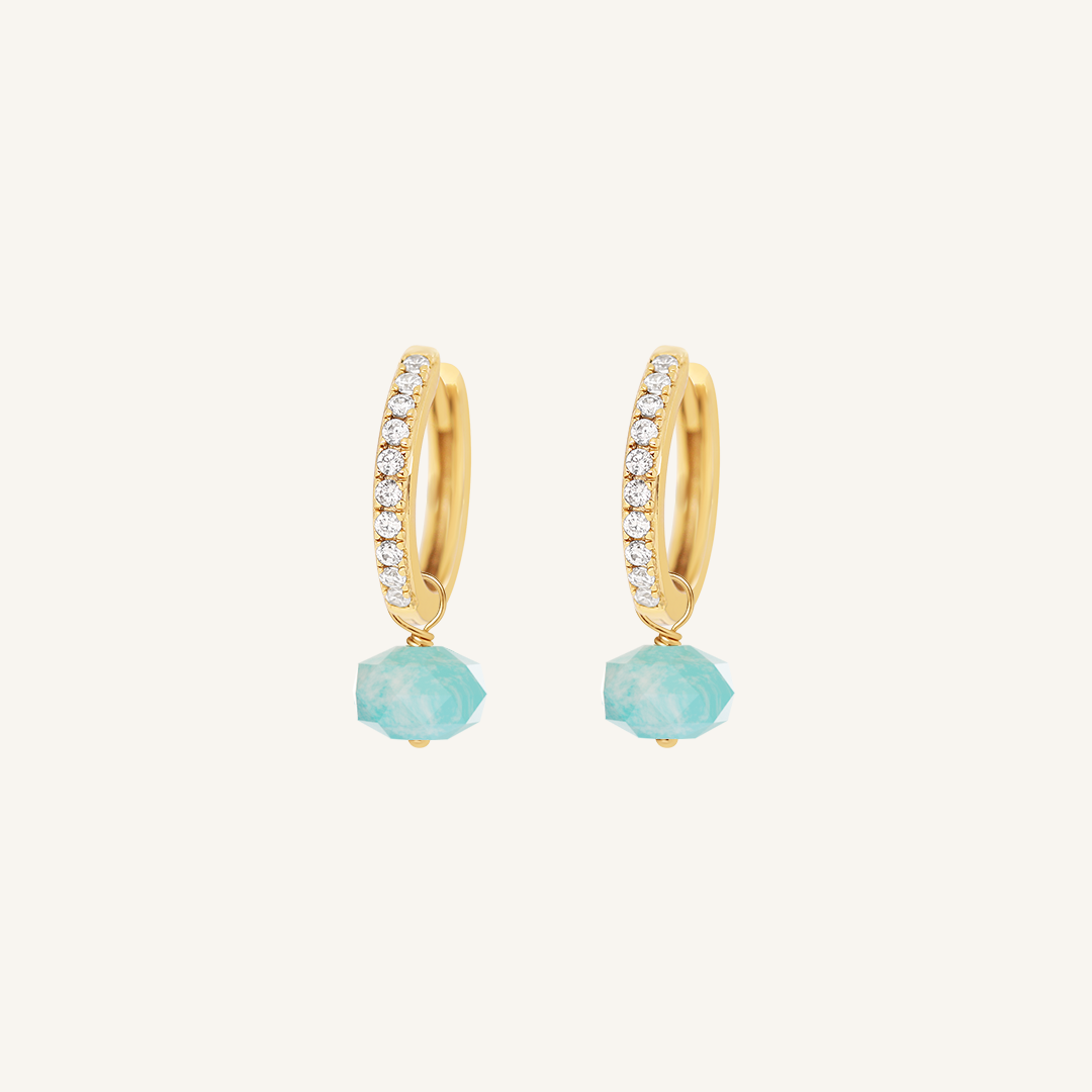 Opulent Amazonite Crystal Hoops - Stone of Courage