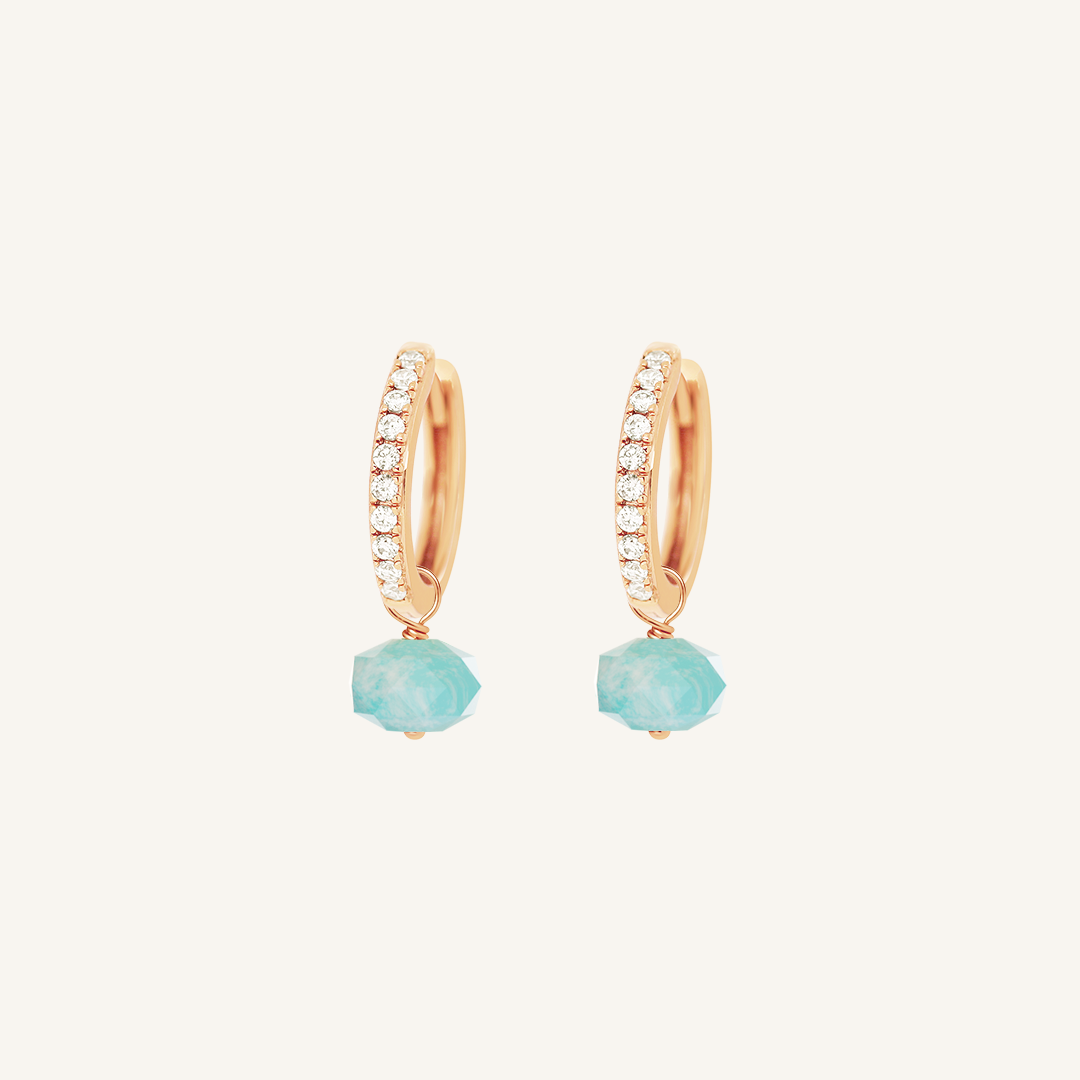 Opulent Amazonite Crystal Hoops - Stone of Courage