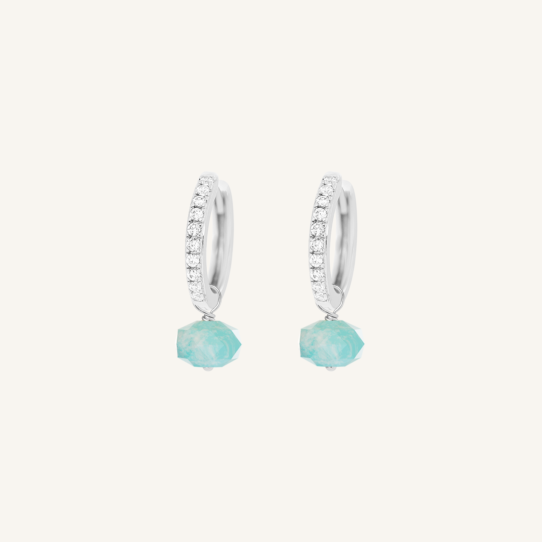 Opulent Amazonite Crystal Hoops - Stone of Courage