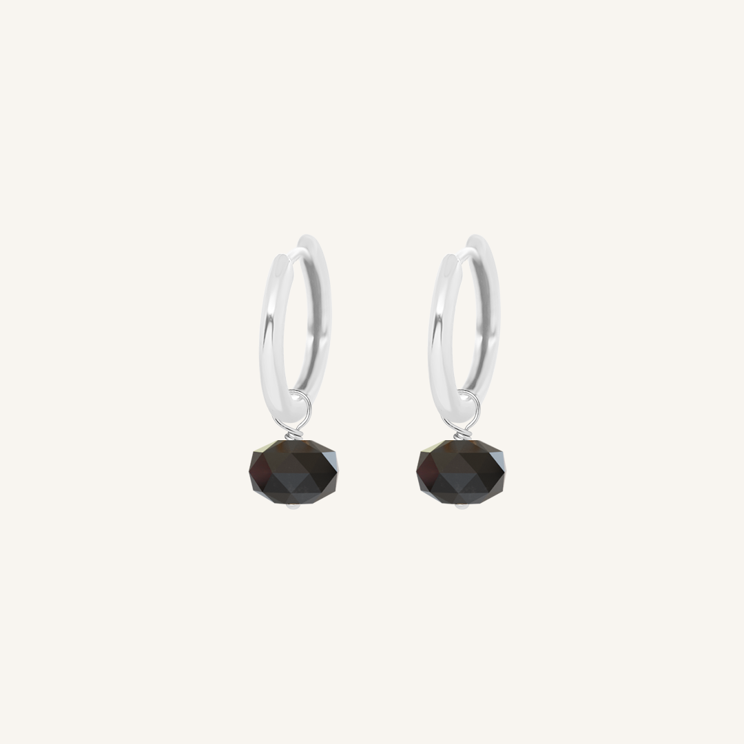 Opulent Black Spinel Plain Hoops - Stone of Energy