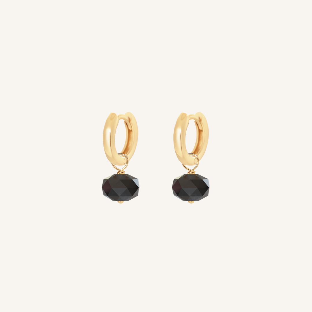 Opulent Black Spinel Plain Hoops - Stone of Energy