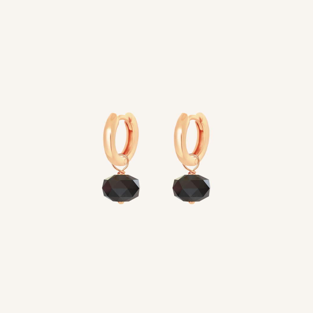 Opulent Black Spinel Plain Hoops - Stone of Energy