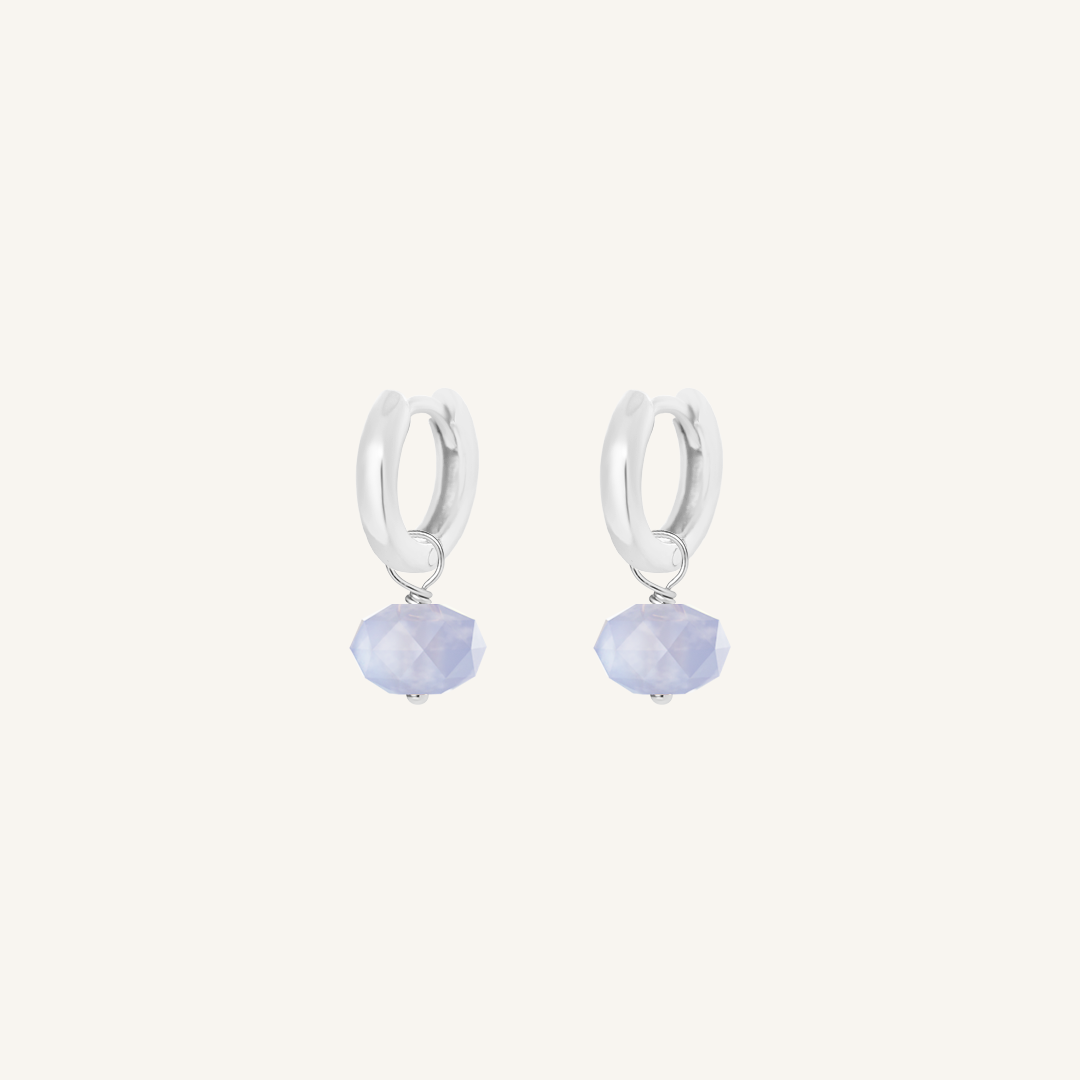 Opulent Blue Lace Agate Plain Hoops - Stone of Loyalty