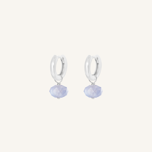 Opulent Blue Lace Agate Plain Hoops - Stone of Loyalty