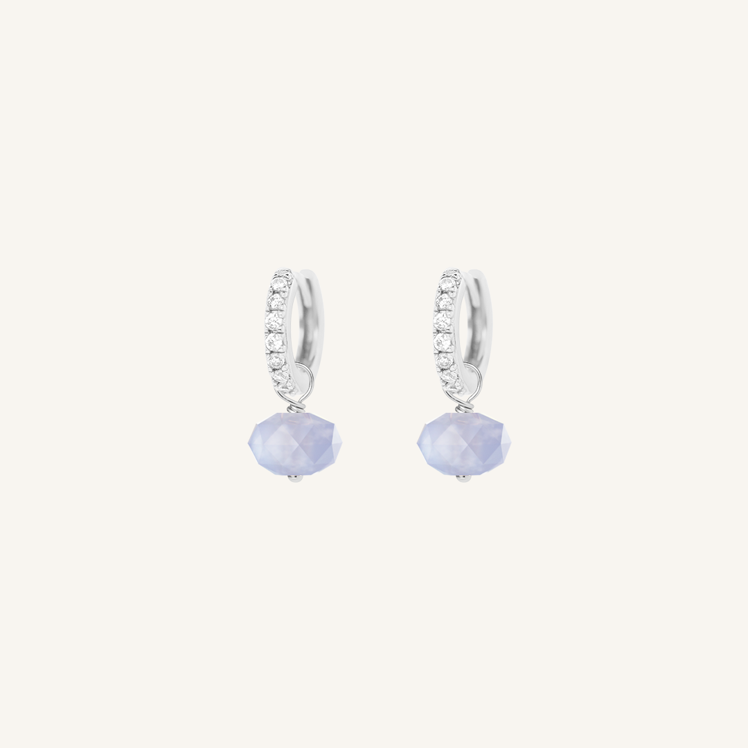 Opulent Blue Lace Agate Crystal Hoops - Stone of Loyalty