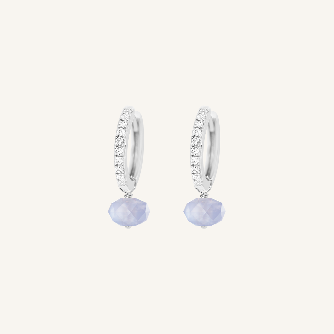 Opulent Blue Lace Agate Crystal Hoops - Stone of Loyalty