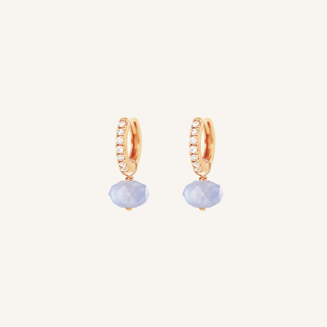 Opulent Blue Lace Agate Crystal Hoops - Stone of Loyalty