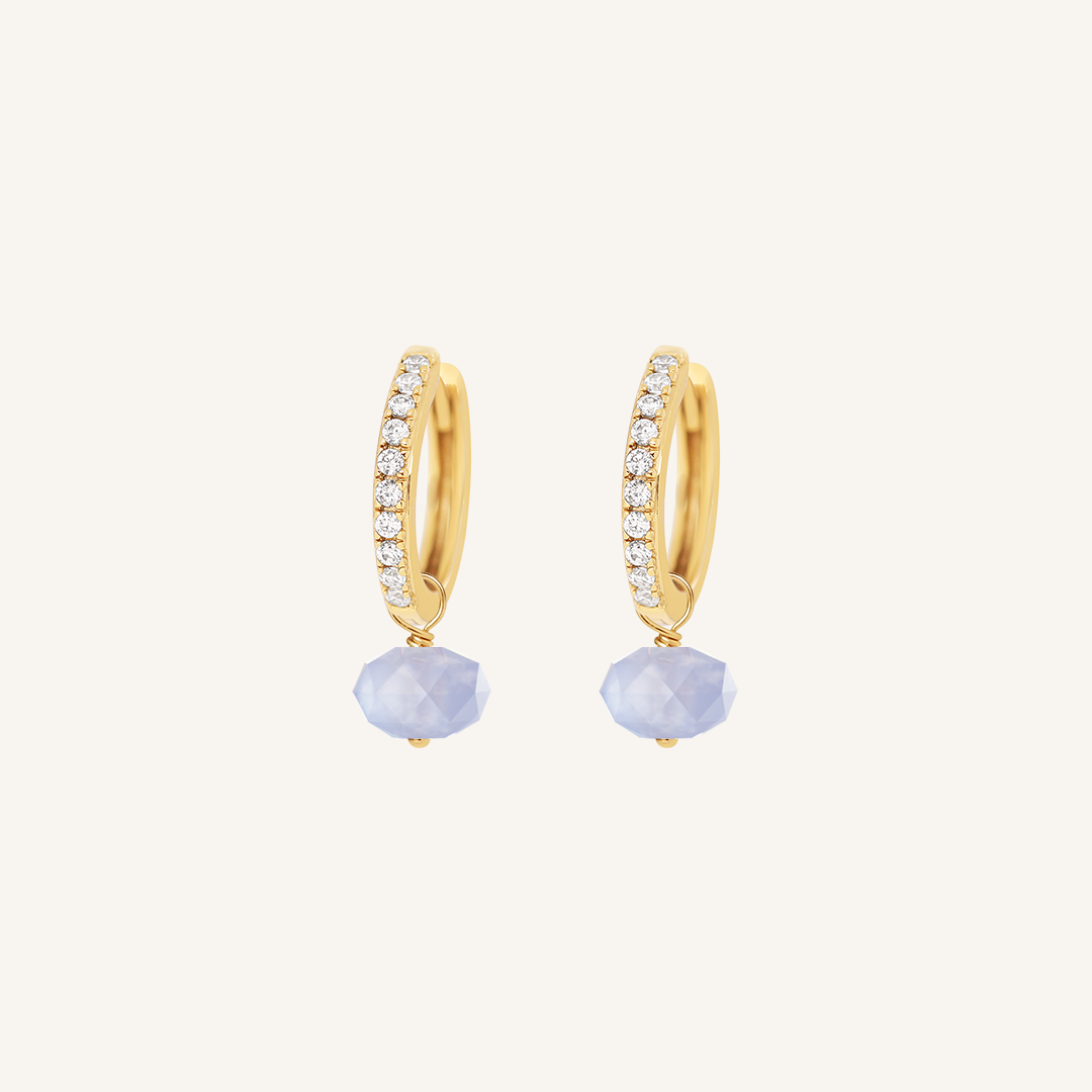 Opulent Blue Lace Agate Crystal Hoops - Stone of Loyalty