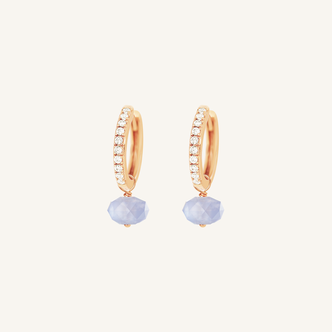 Opulent Blue Lace Agate Crystal Hoops - Stone of Loyalty