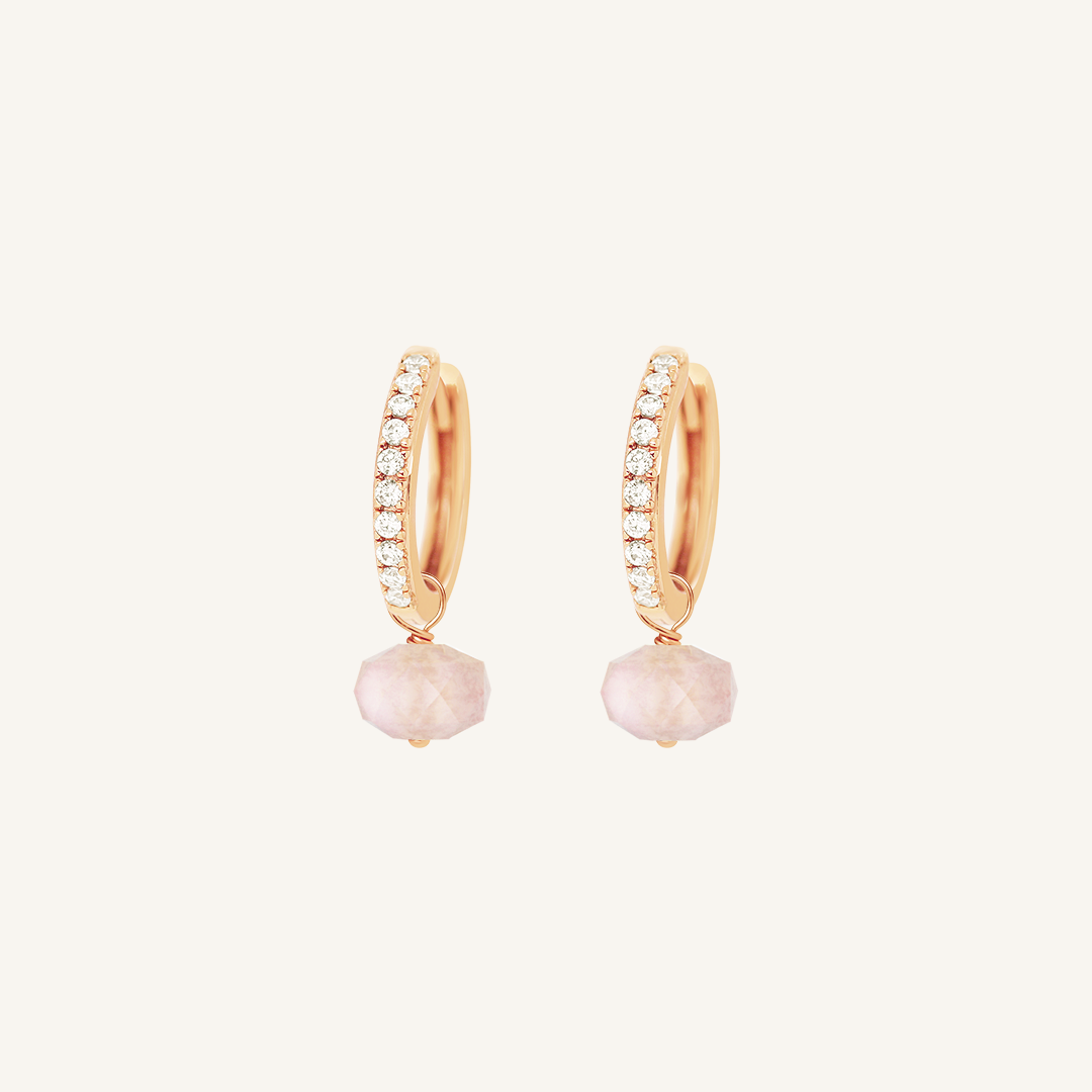 Opulent Morganite Crystal Hoops - Stone of Joy