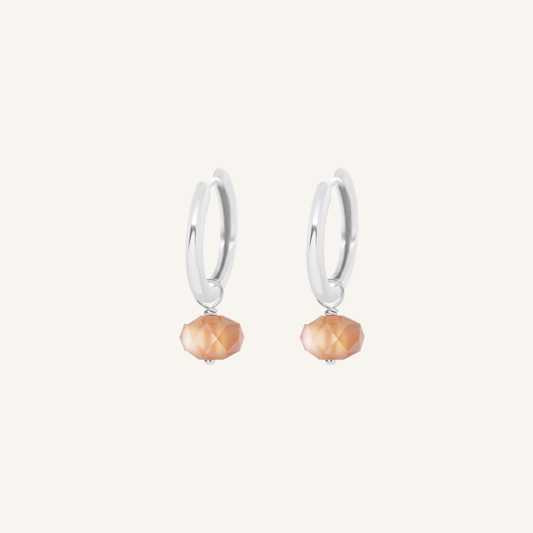 Opulent Orange Moonstone Plain Hoops - Stone of Hope