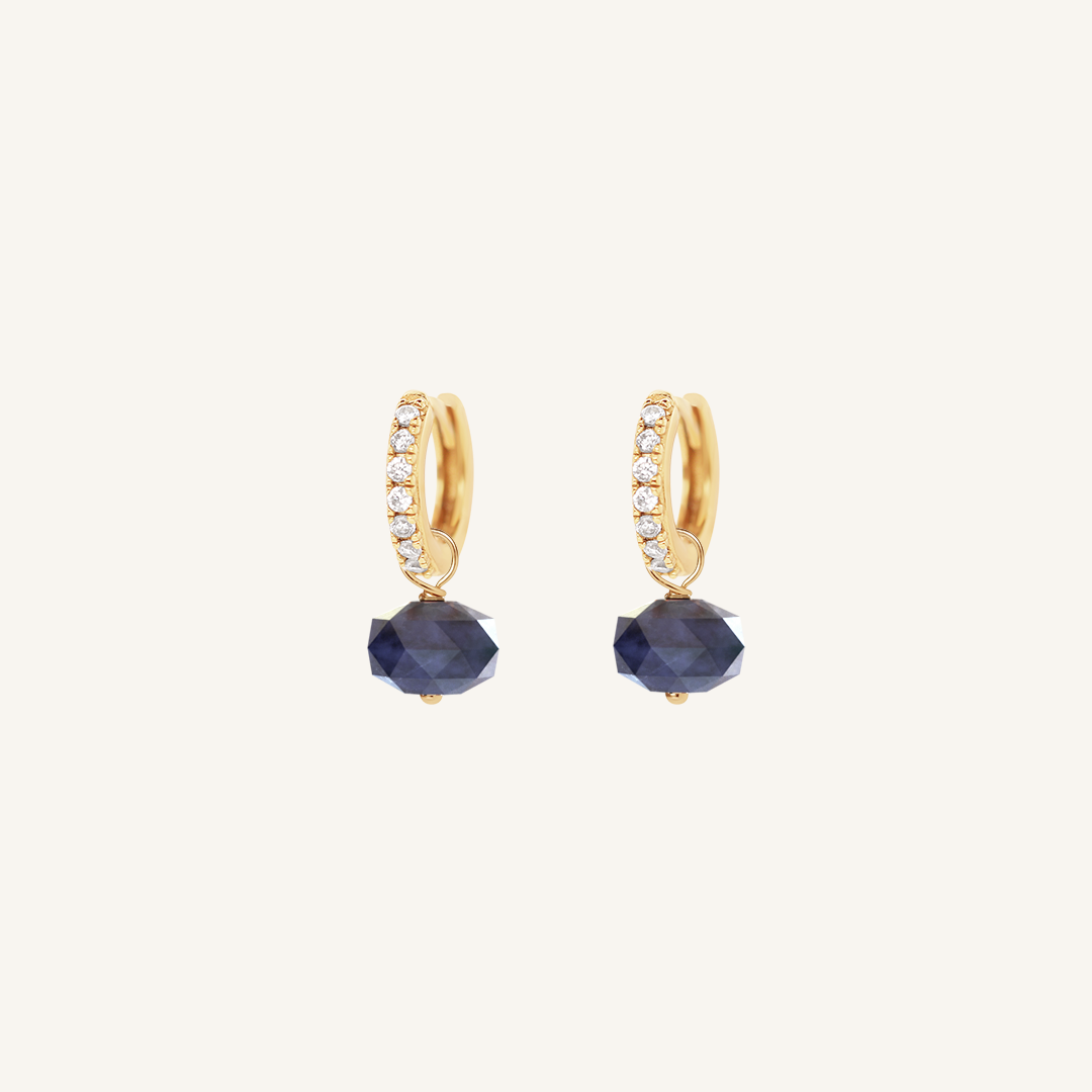 Opulent Sodalite Crystal Hoops - Stone of Intuition