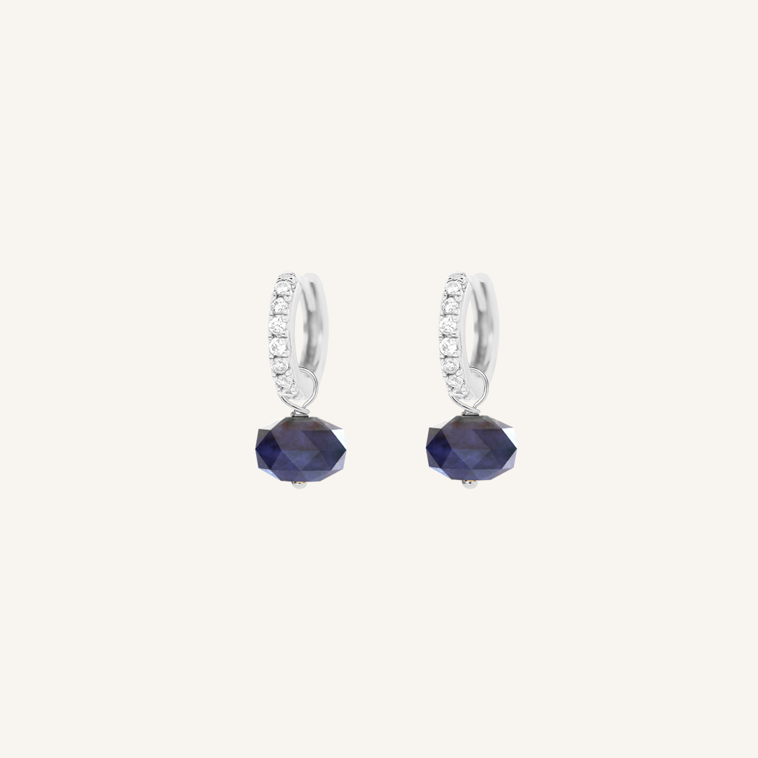 Opulent Sodalite Crystal Hoops - Stone of Intuition