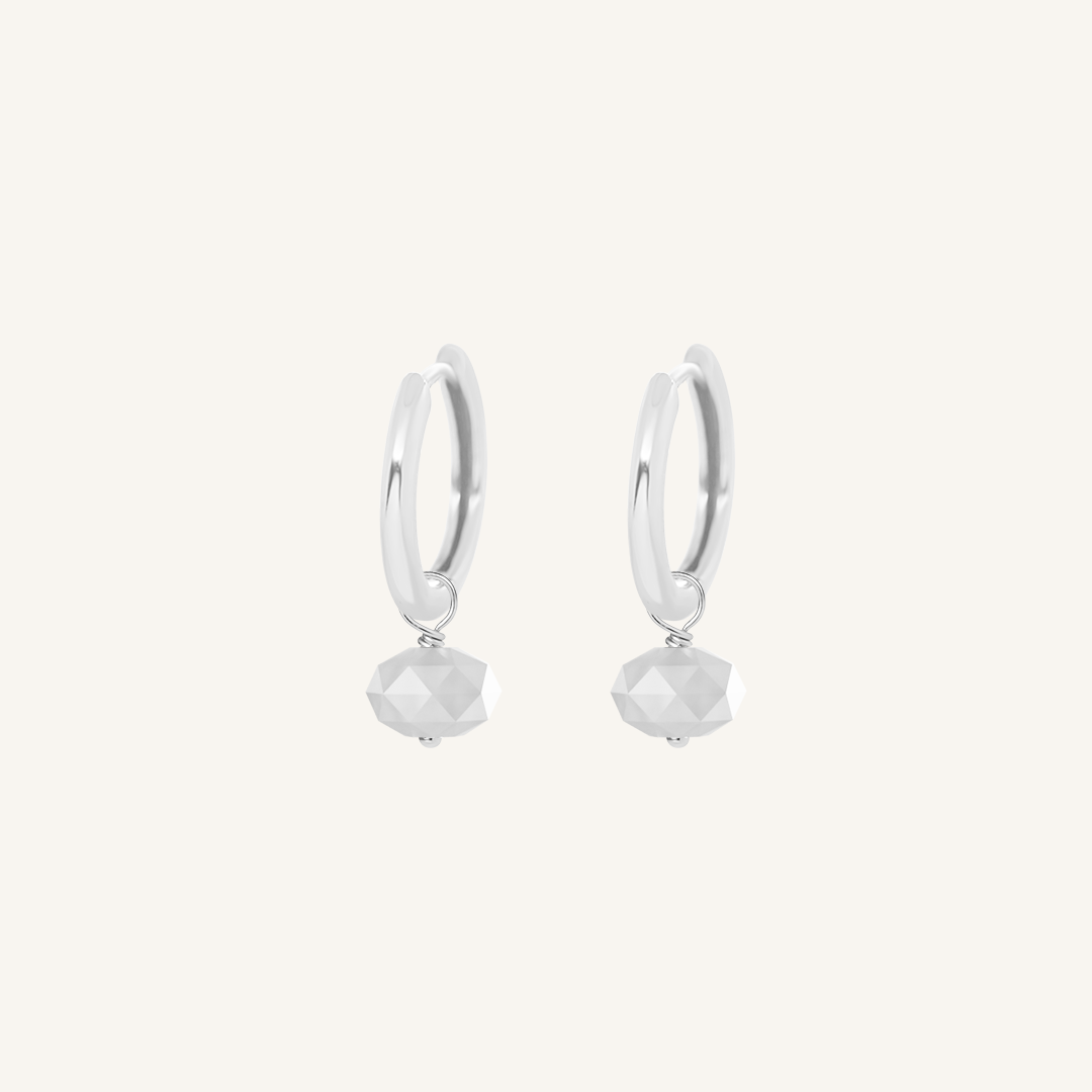 Opulent White Moonstone Plain Hoops - Stone of Hope