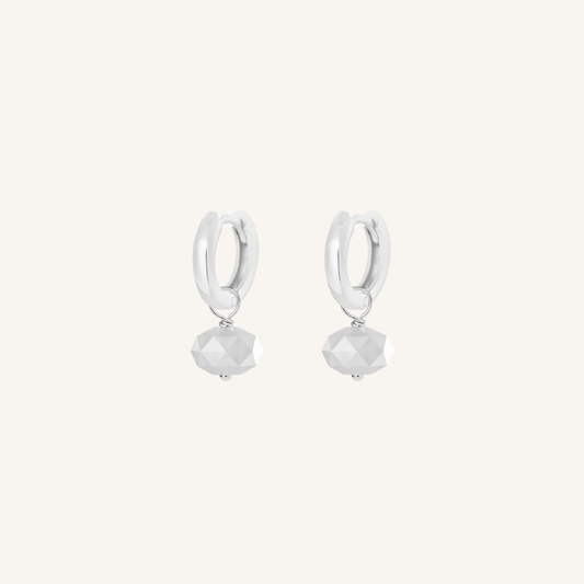 Opulent White Moonstone Plain Hoops - Stone of Hope