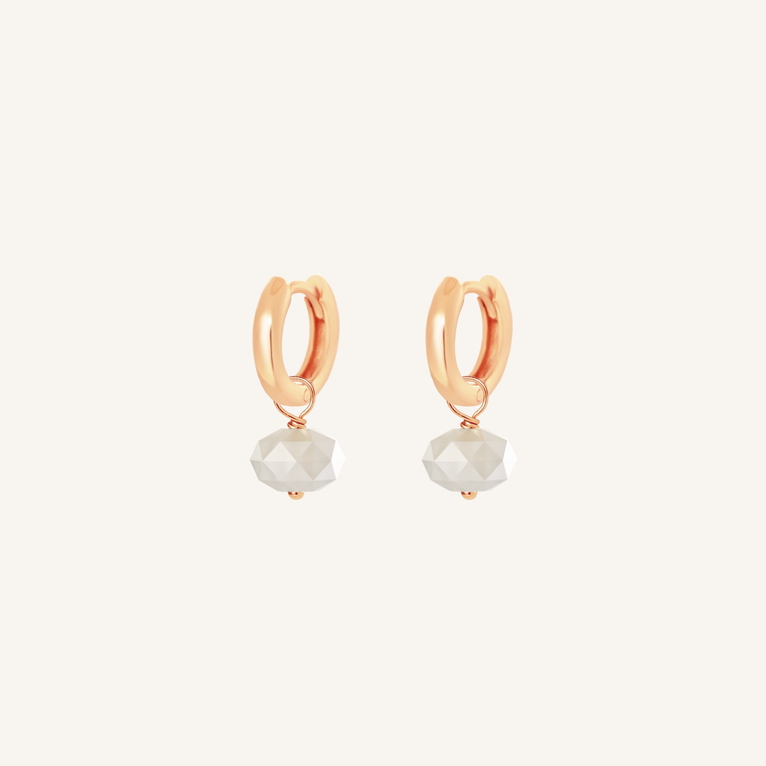 Opulent White Moonstone Plain Hoops - Stone of Hope