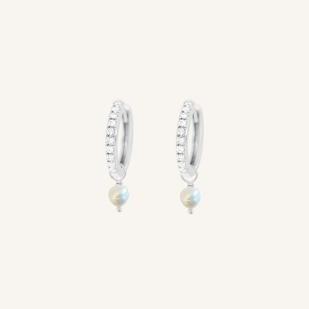 Pearl Crystal Hoops - Stone of Potential