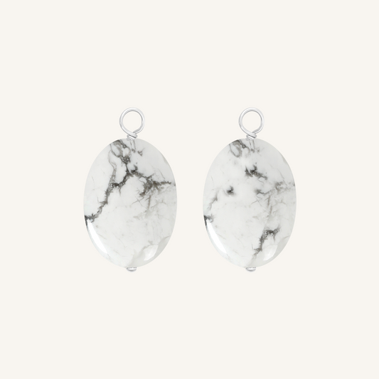 Howlite Stone Hoop Charm - Stone of Clarity (Set of 2)